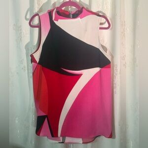 Worthington Mod Colorblock Sleeveless Shell Top - Pink, Hot Pink & Black